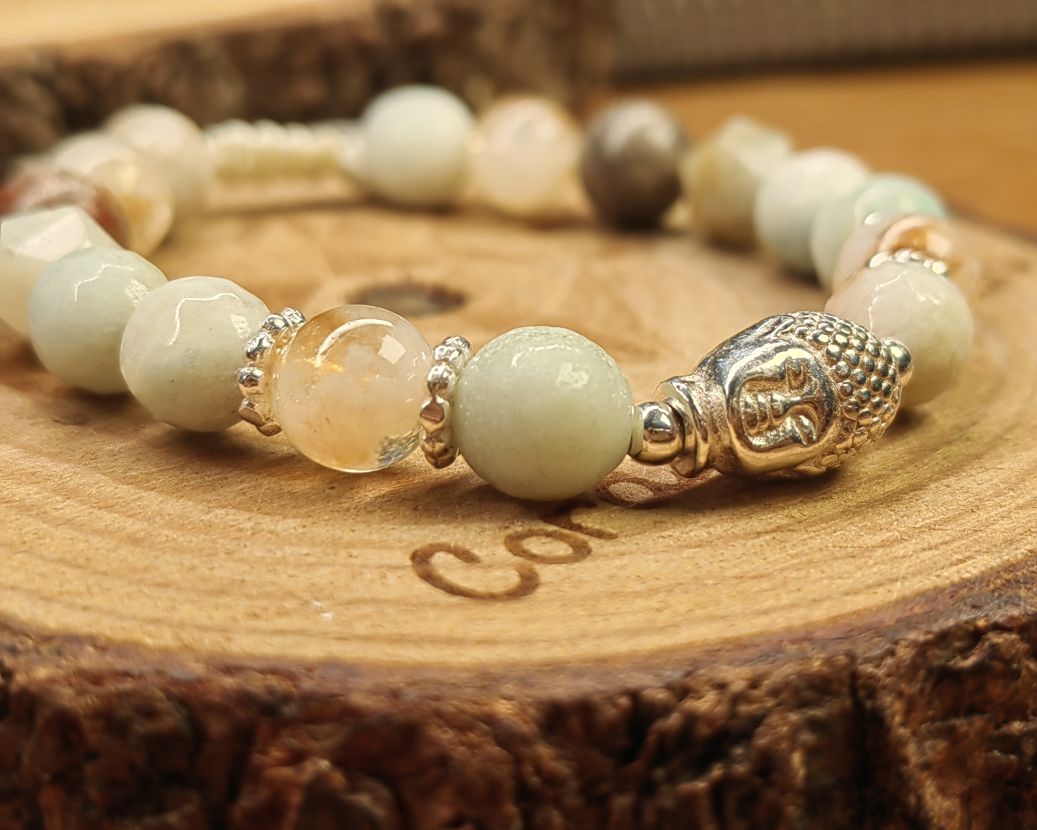 Buda plata amazonita