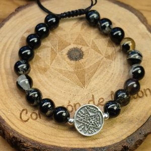Medalla Tetragramaton. Plata .925 bolitas en plata con Piedra turmalina B 2