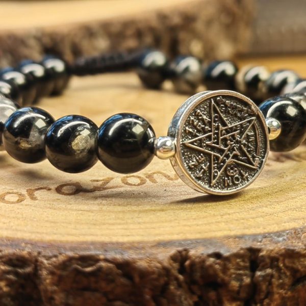 Medalla Tetragramaton. Plata .925 bolitas en plata con Piedra turmalina B 2