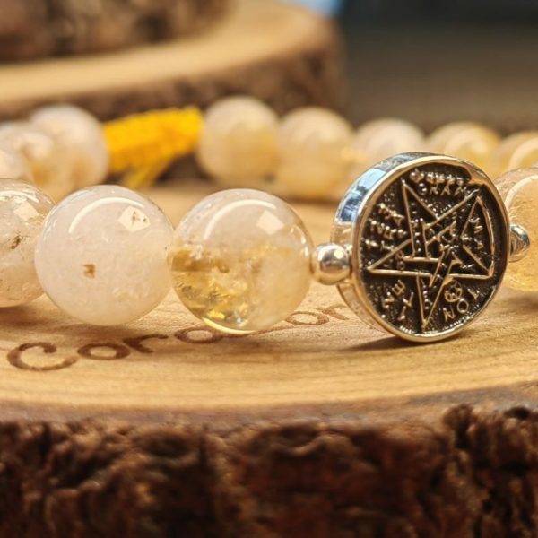 Medalla Tetragramaton. Plata .925 bolitas en plata con cuarzo citrino #10 2