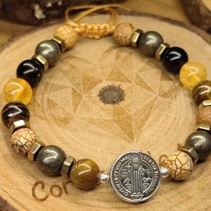 Medalla de San Benito Gde Agata tibetana citrino pirita