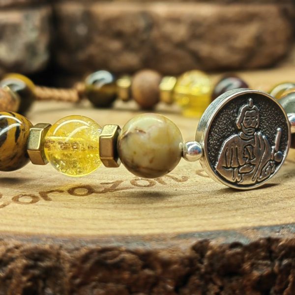Medalla de San Judas en plata .925, bolitas de plata .925 con piedra ojo de tigre, ojo de buey, agata tibetana, cuarzo citrino con separadores de piedra hematita 2