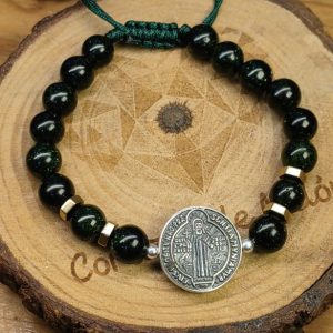 Medalla de San benito plata XL venturina verde