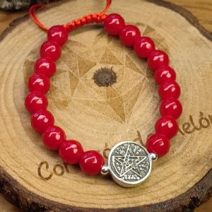 Medalla de Tetragramaton .en plata .925, bolitas de plata .925 con agata cornalina #8