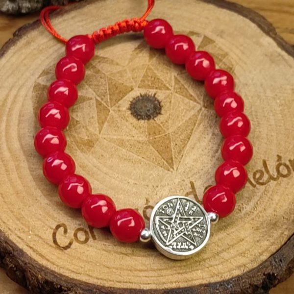 Medalla de Tetragramaton .en plata .925, bolitas de plata .925 con agata cornalina #8
